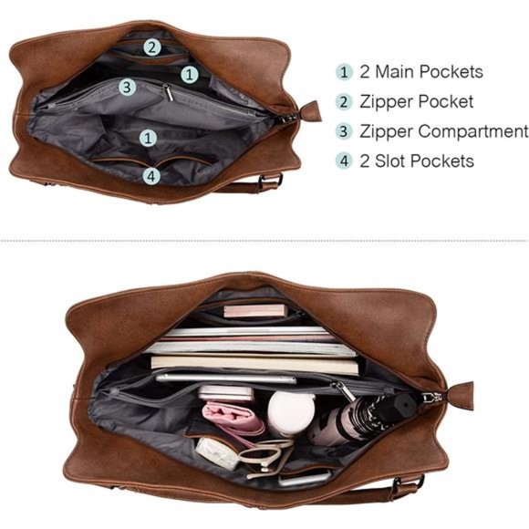 2 Pcs Tote Bag PU Leather Shoulder Bags Fashion Hobo Bags Large Purse Handbags - Picture 5 of 6